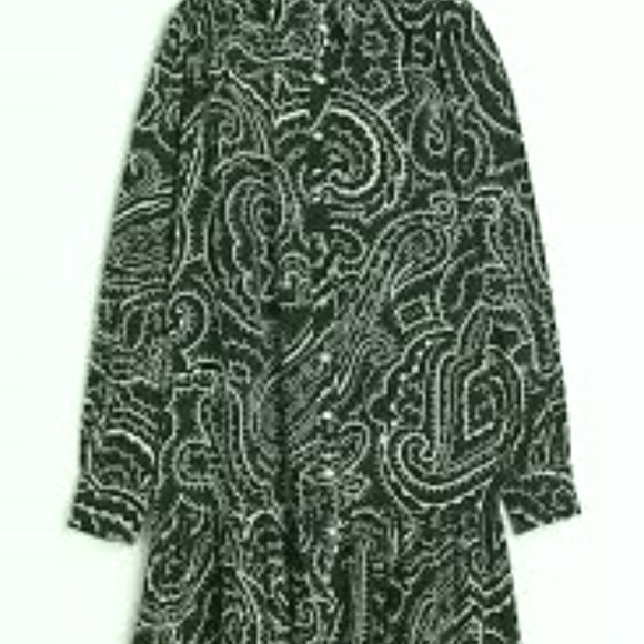 H&M Long-Sleeved Button-Down Paisley Shirt Dress - SMALL - NWT - Picture 1 of 10